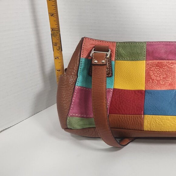 Fossil Multi Color Patchwork Leather Purse Shoulder Bag ZB9932‎ 15"×6" - Picture 11 of 11
